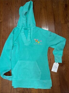 Turquoise 'Mama' Floral Hooded Sweatshirt